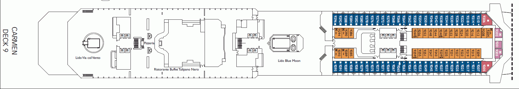 Deckplan Carmen Deck – Costa Fascinosa