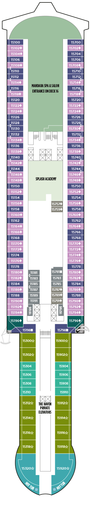 Deckplan Deck 15 – Norwegian Prima
