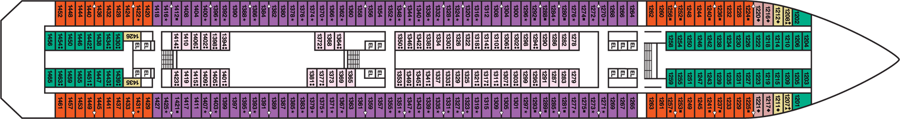Deckplan Riviera Deck – Carnival Liberty