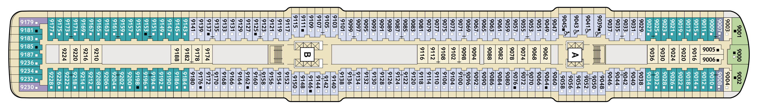 Deckplan Deck 9 Koralle – Mein Schiff 3