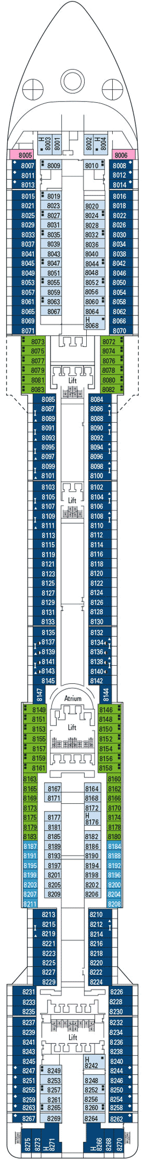 Deckplan Deck 8 Artemide – MSC Divina