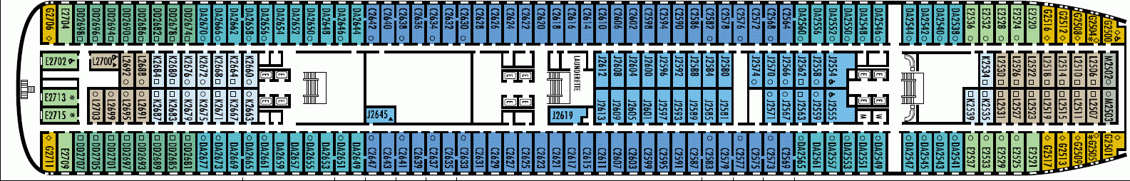 Deckplan Deck 2 - Main Deck  – Zaandam