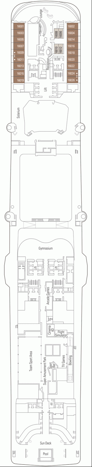 Deckplan Deck 16 - Iguazu – MSC Meraviglia