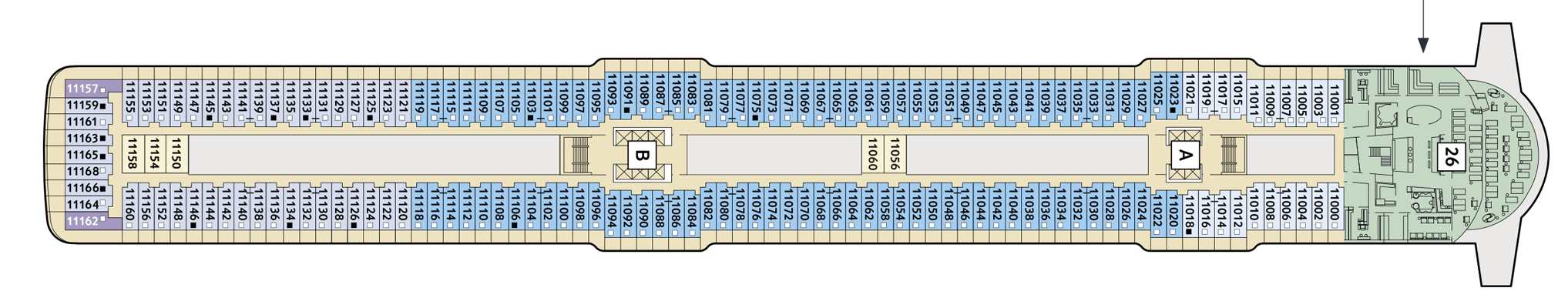 Deckplan Deck 11 Krabbe – Mein Schiff 4