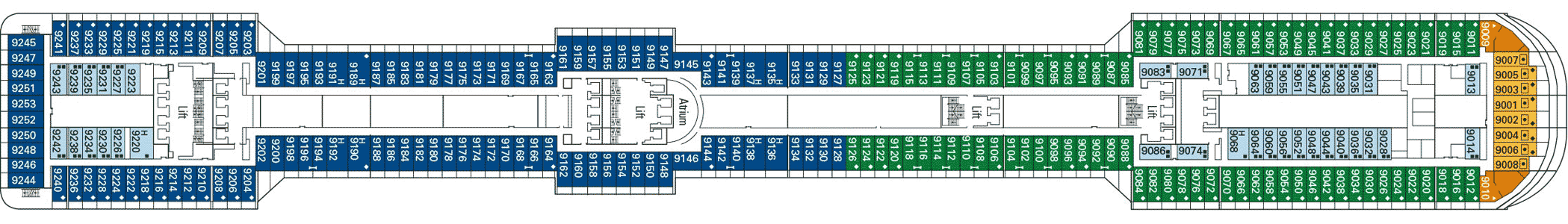 Deckplan Deck 9 - Radioso – MSC Fantasia