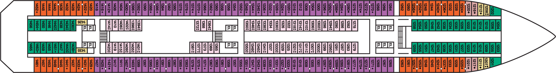 Deckplan Riviera Deck – Carnival Conquest