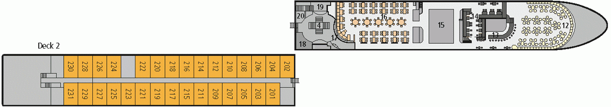 Deckplan Deck 2 – A-Rosa Silva