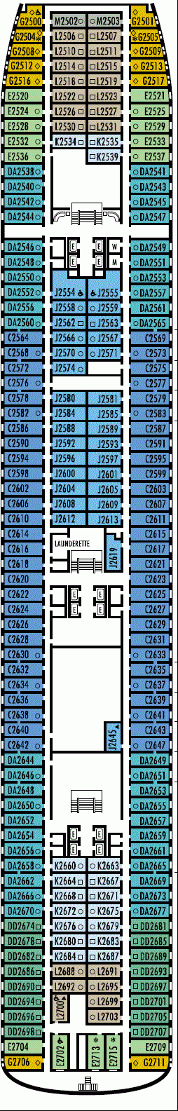 Deckplan Deck 2 - Main Deck  – Zaandam