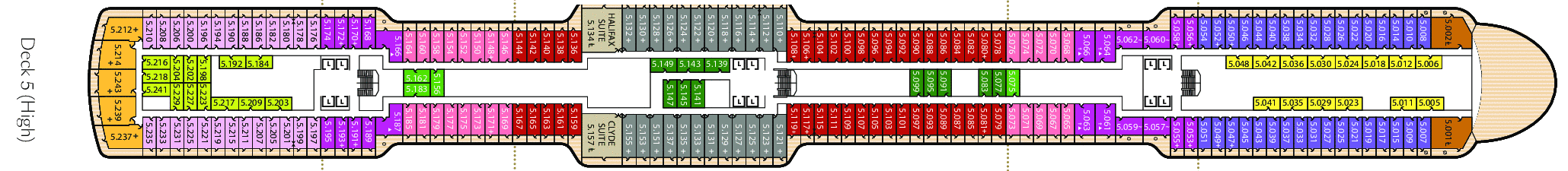Deckplan Deck 5 – Queen Anne