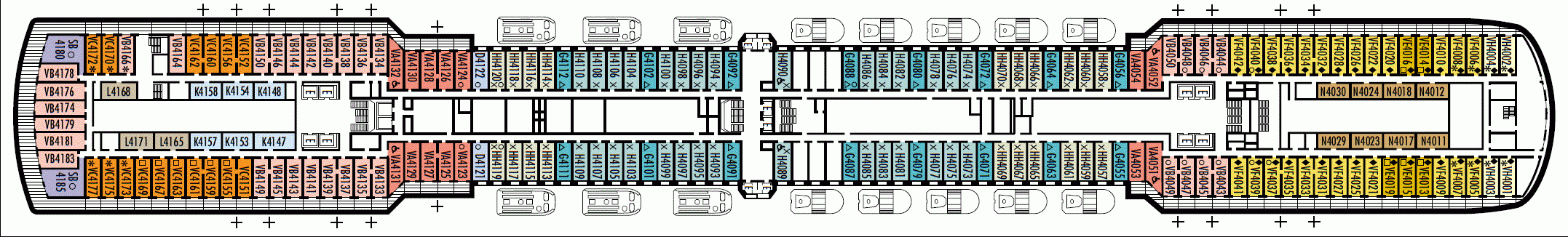 Deckplan Deck 4 - Upper Promenade Deck – Westerdam