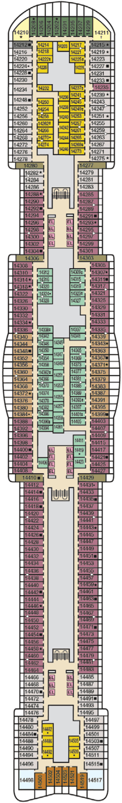 Deckplan Deck 14 – Mardi Gras