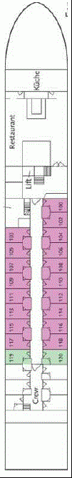 Deckplan Eems- bzw. Hauptdeck – Sans Souci