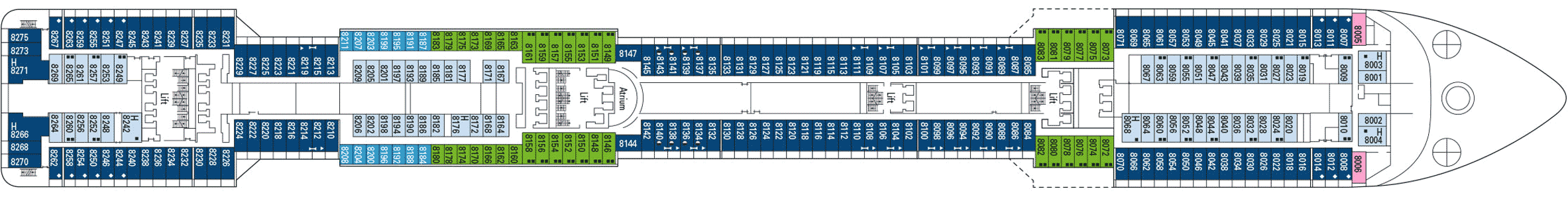 Deckplan Deck 8 Artemide – MSC Divina