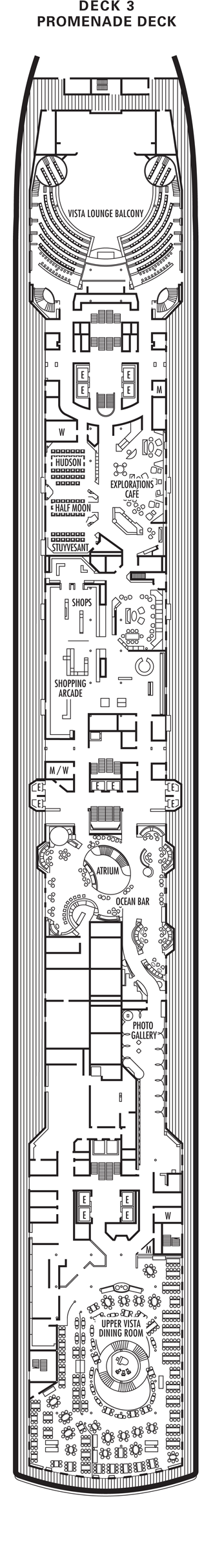 Deckplan Deck 3 - Promenade Deck – Noordam