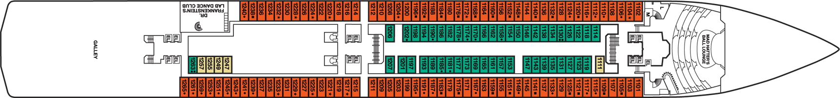 Deckplan Riviera Deck – Carnival Miracle
