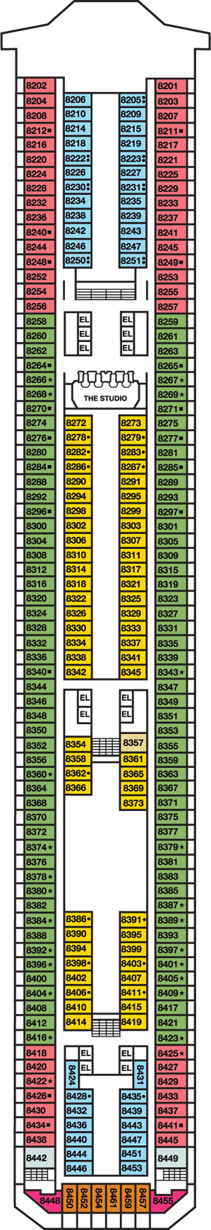 Deckplan Verandah Deck – Carnival Conquest