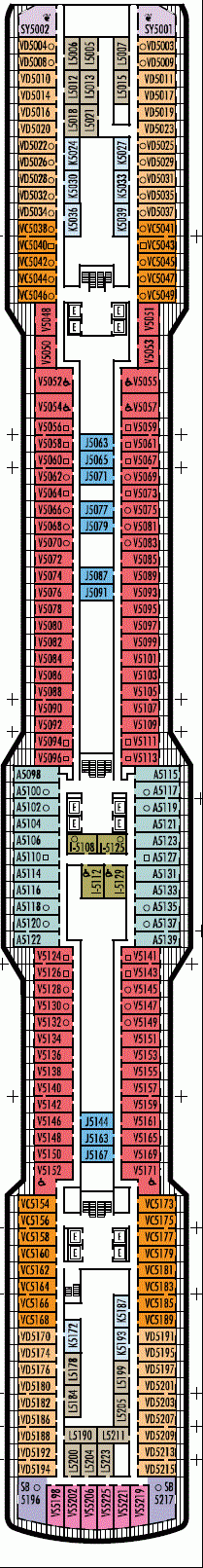 Deckplan Deck 5 Gershwin Deck  – Koningsdam