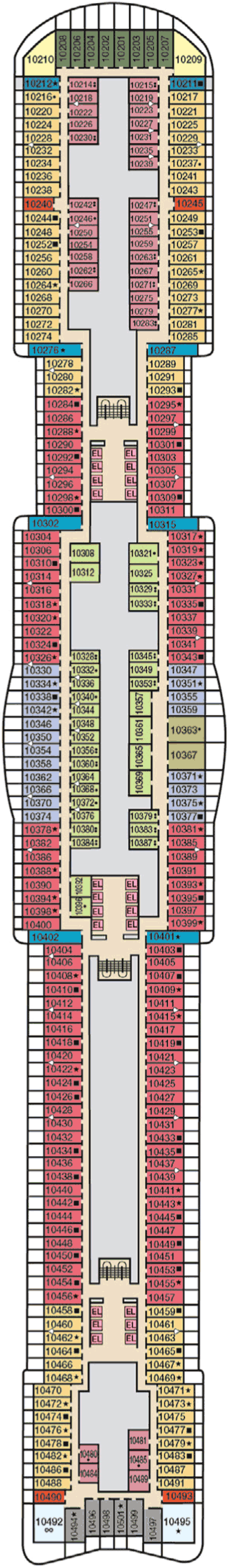 Deckplan Deck 10 – Mardi Gras