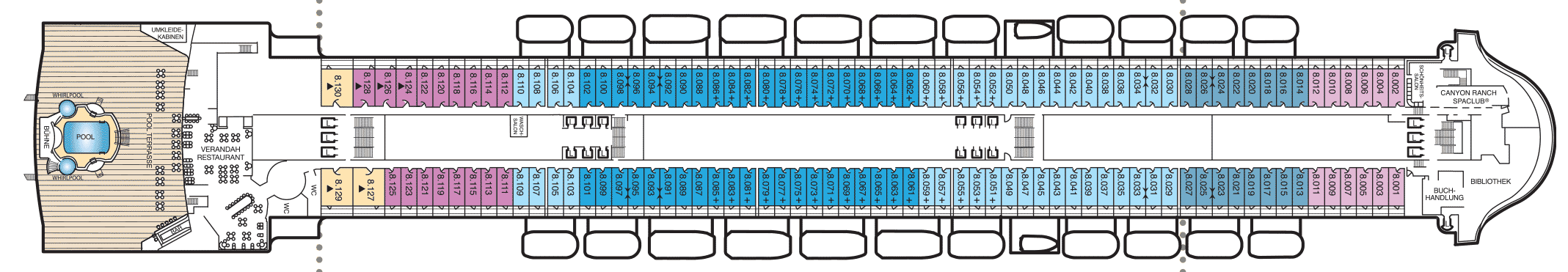 Deckplan Deck 8 – Queen Mary 2