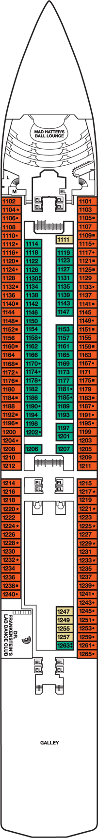 Deckplan Riviera Deck – Carnival Miracle