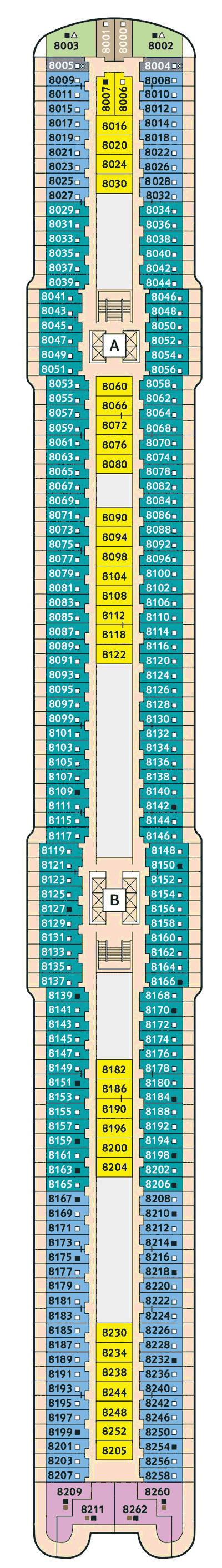 Deckplan Deck 8 - Muschel – Mein Schiff 1