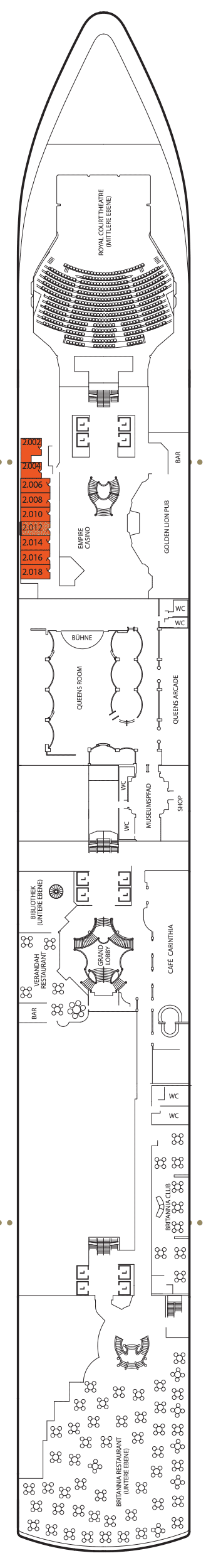Deckplan Deck 2 – Queen Elizabeth