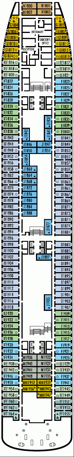 Deckplan Deck 1 - Dolphin Deck – Zaandam