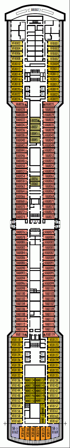 Deckplan Deck 8 - Navigation Deck – Nieuw Amsterdam