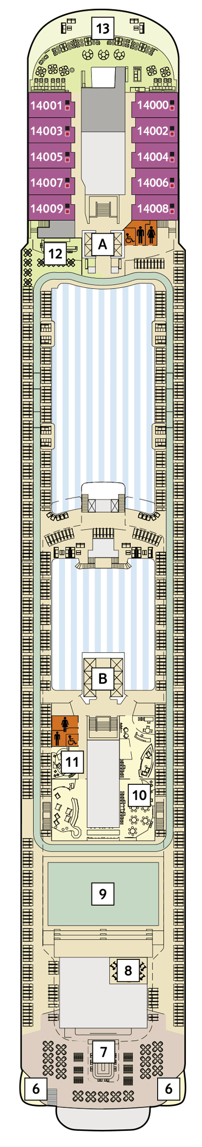 Deckplan Deck 14 Brise – Mein Schiff 3