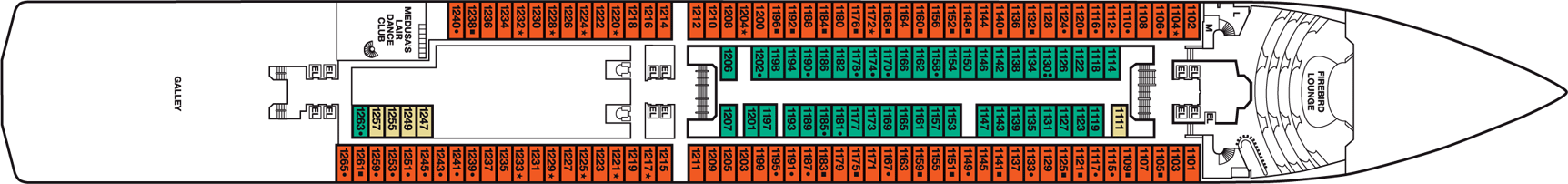 Deckplan Riviera Deck – Carnival Legend
