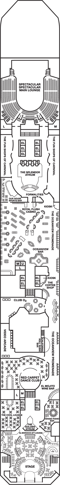 Deckplan Promenade Deck – Carnival Splendor