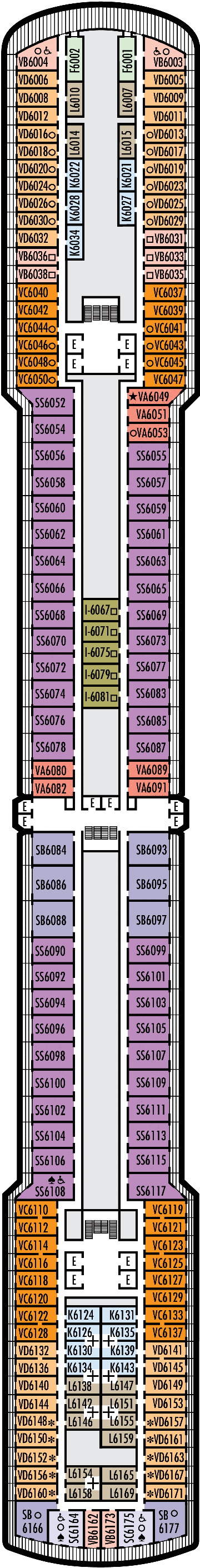 Deckplan Deck 6 - Upper Verandah Deck – Zuiderdam
