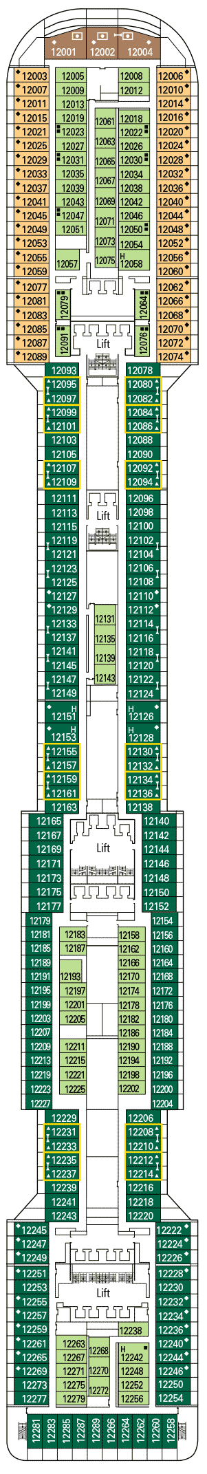 Deckplan Deck 12 - Opale – MSC Preziosa