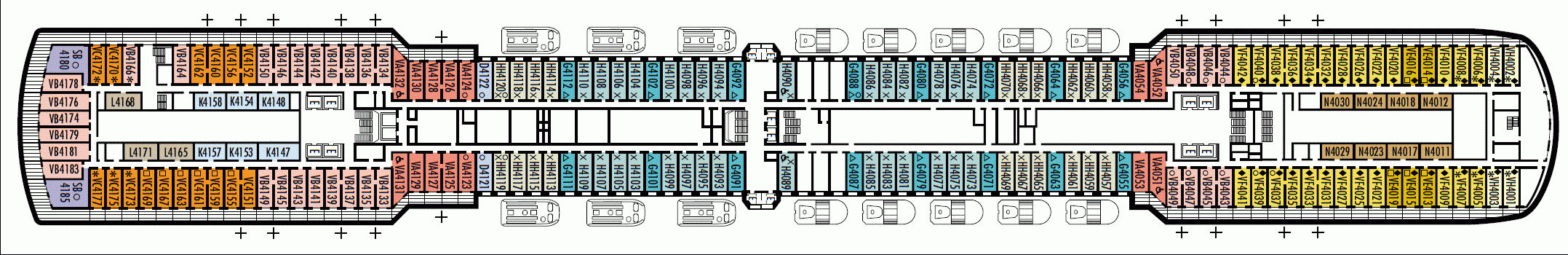 Deckplan Deck 4 - Upper Promenade Deck – Oosterdam