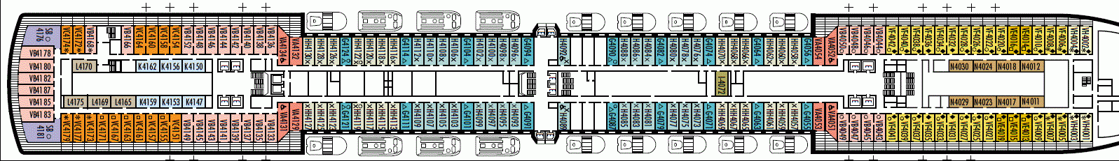 Deckplan Deck 4 - Upper Promenade Deck  – Eurodam