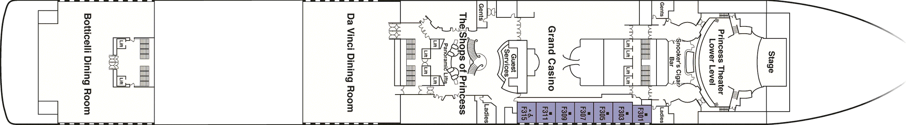 Deckplan Deck 6 Fiesta – Grand Princess