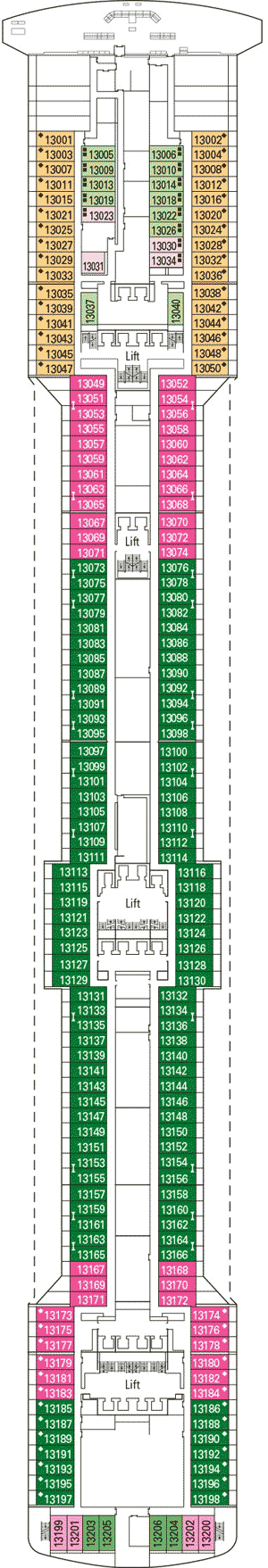 Deckplan Deck 13 - Arcobaleno – MSC Fantasia