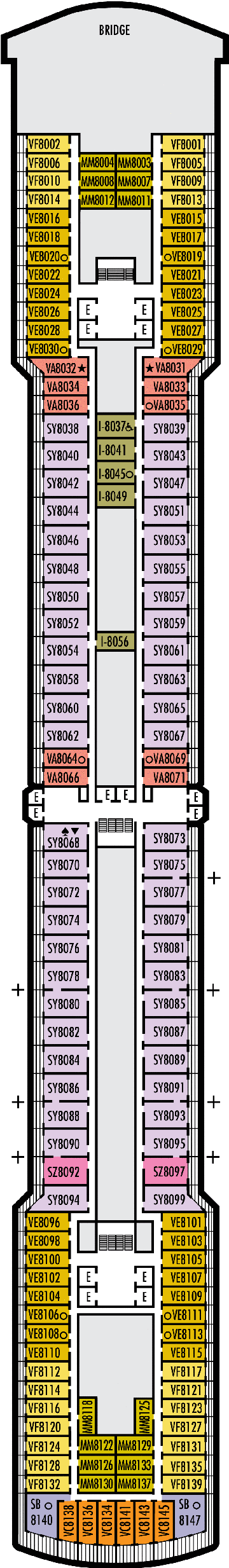 Deckplan Deck 8 - Navigation Deck – Zuiderdam