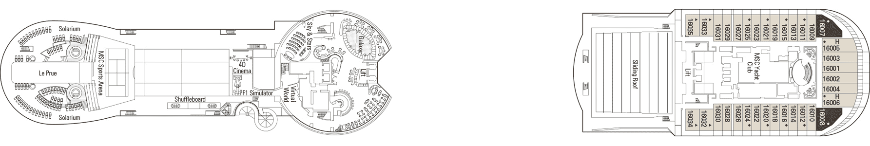Deckplan Deck 16 Urano – MSC Divina