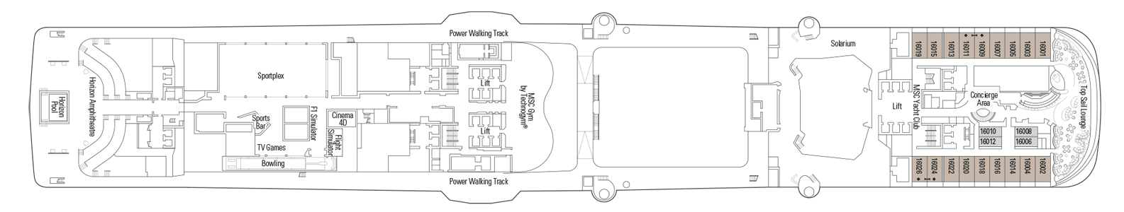 Deckplan Deck 16 – MSC Bellissima