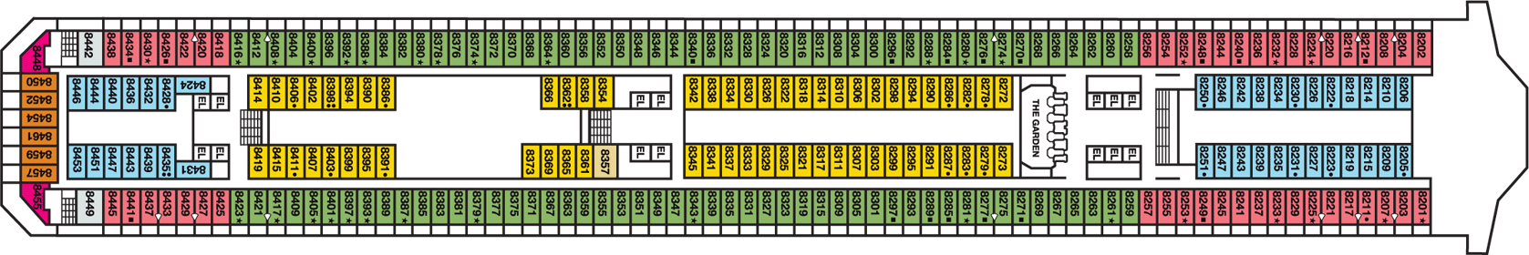 Deckplan Verandah Deck – Carnival Liberty