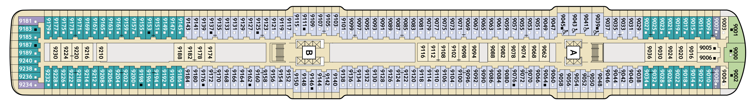 Deckplan Deck 9 Koralle – Mein Schiff 6