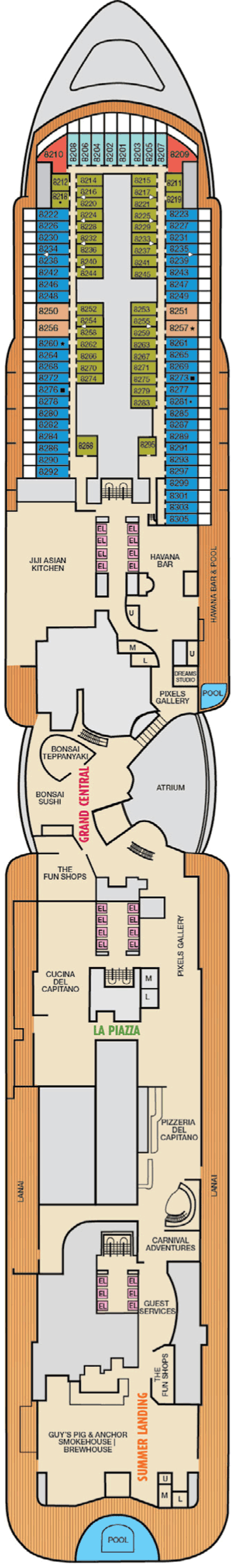 Deckplan Deck 8 – Mardi Gras