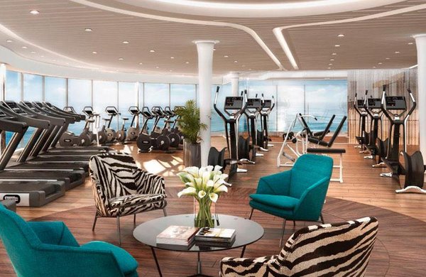 MSC-Bellissima, Fitnessstudio mit Fitnessgeraeten von Technogym