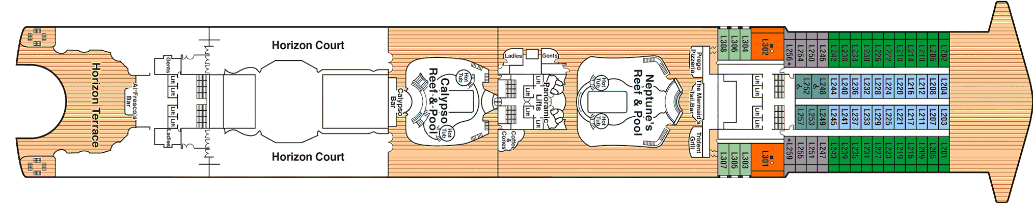 Deckplan Deck 14 Lido – Grand Princess