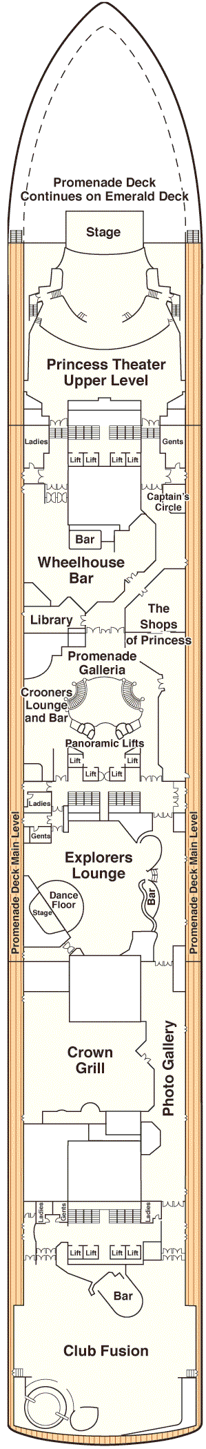 Deckplan Deck 7 - Promenade – Crown Princess