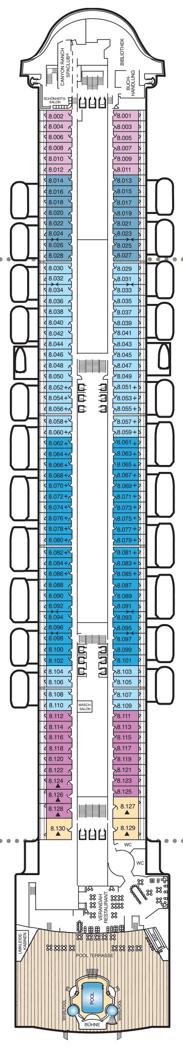 Deckplan Deck 8 – Queen Mary 2