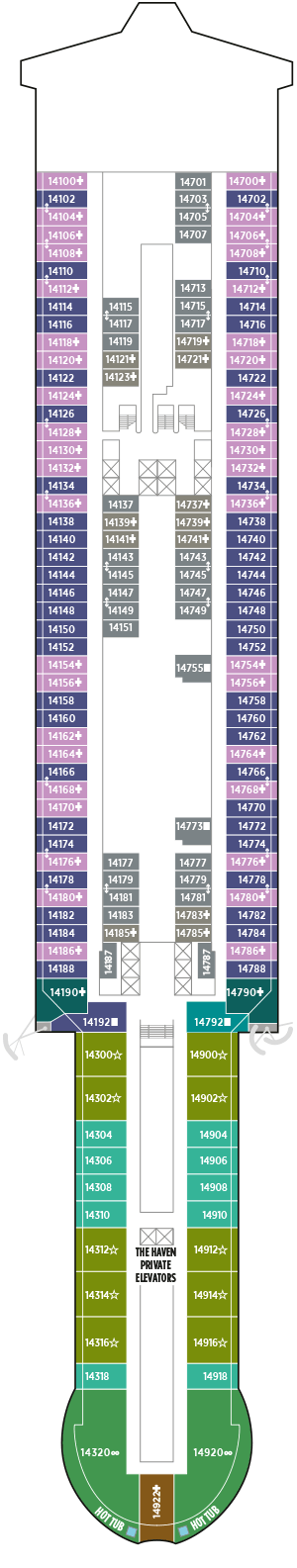 Deckplan Deck 14 – Norwegian Prima
