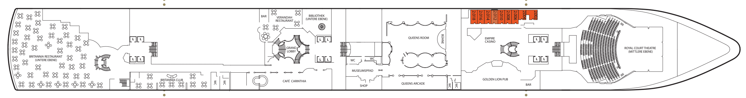 Deckplan Deck 2 – Queen Elizabeth