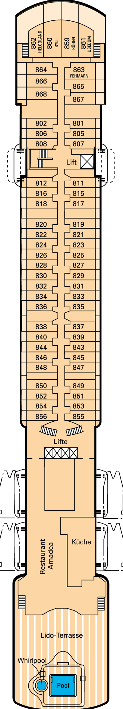 Deckplan Lido Deck – Amadea